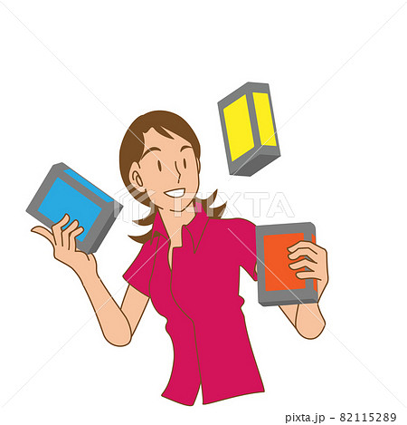 ジャグリング シガーボックスをする女性のイラスト素材 1152