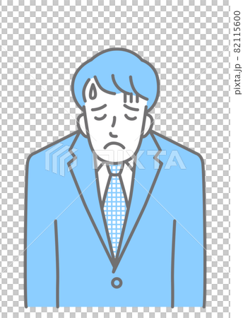 Depressed and shoulder-dropping, upper body of a young man in a suit (colored) 82115600