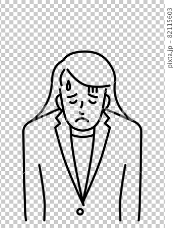 The upper body (line) of a young woman in a suit who is depressed and drops her shoulders The upper body (line) of a young woman in a suit who is depressed and drops her shoulders 82115603