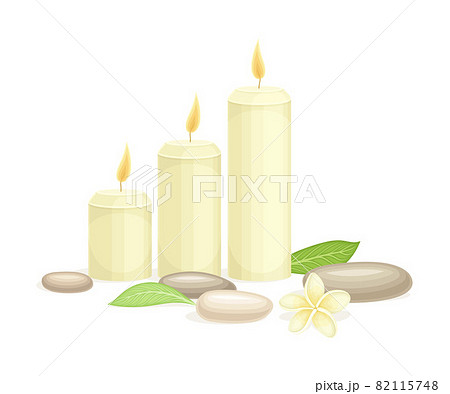 Spa and Aromatherapy with Burning Candle and Stone Vector Composition Spa and Aromatherapy with Burning Candle and Stone Vector Composition 82115748
