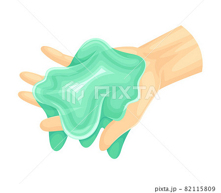 Human Hand with Turquois Slime as Viscous Colorful Toy Vector Illustration Human Hand with Turquois Slime as Viscous Colorful Toy Vector Illustration 82115809