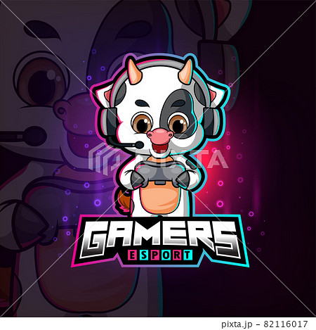 The cute gamer cow esport logo design 82116017