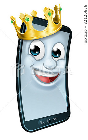 Mobile Phone King Crown Cartoon Mascot 82120656