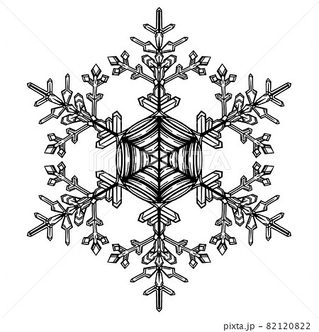 繊細な雪の結晶の線画 82120822