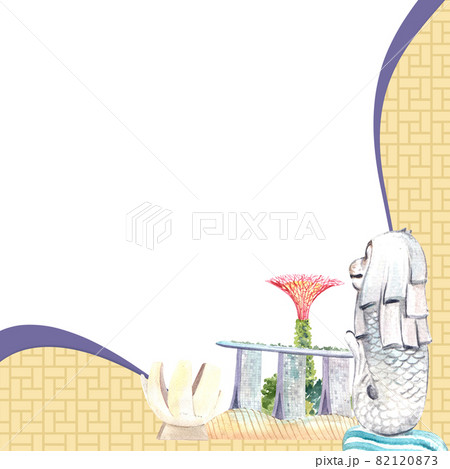 Asian travel frame watercolor 82120873