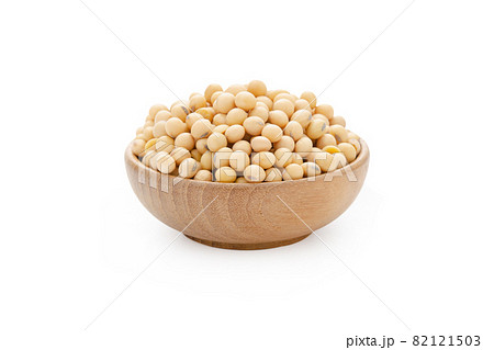Soybeans in bowl wood isolated on white background with clipping path Soybeans in bowl wood isolated on white background with clipping path 82121503