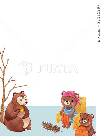 Winter animal frame watercolor 82121597