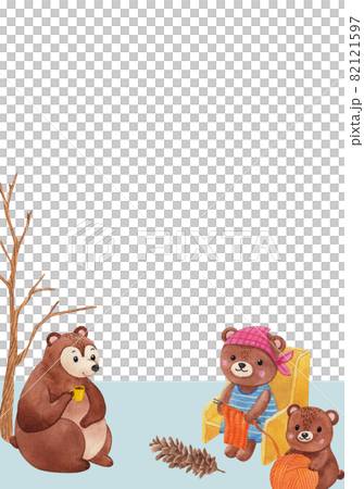 Winter animal frame watercolor 82121597