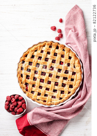 Classic American raspberry pie. Classic American raspberry pie. 82122736