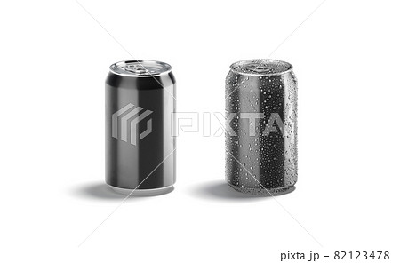 Blank black aluminum 330 ml soda can mockup set, front view Blank black aluminum 330 ml soda can mockup set, front view 82123478
