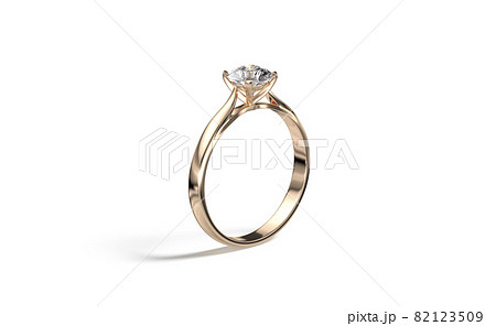 Blank gold ring with diamond mockup stand, side view 82123509