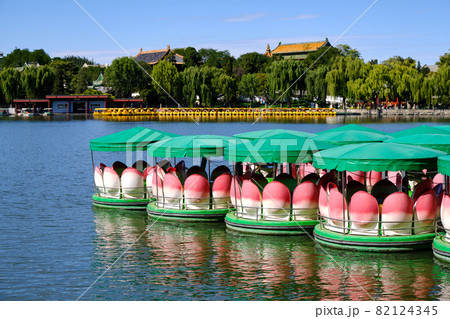 Pedal boats in Beihai lake in Beijing, China 82124345