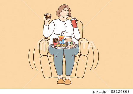 Unhealthy eating, fatness and overeating concept 82124363