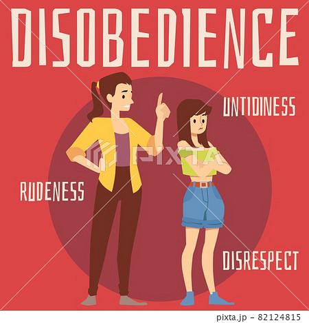 Teens disobedience card with mother and teenage child flat vector illustration. 82124815