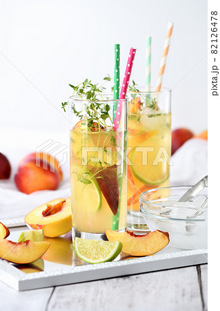 Peach lemonade with thyme Peach lemonade with thyme 82126478
