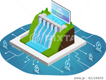 Hydroelectricity power station for alternative energy. Dam with water for electricity producing Hydroelectricity power station for alternative energy. Dam with water for electricity producing 82126820