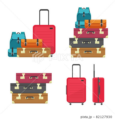 Luggage bags heap and suitcase plastic case for flight or travel baggage pile stacked isolated clipart vector flat cartoon illustration Luggage bags heap and suitcase plastic case for flight or travel baggage pile stacked isolated clipart vector flat cartoon illustration 82127930
