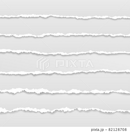 Torn page borders. Ripped edges paper banner, header design. Tear of sheets, rough grunge texture stripes. Horizontal scrapbook exact vector elements Torn page borders. Ripped edges paper banner, header design. Tear of sheets, rough grunge texture stripes. Horizontal scrapbook exact vector elements 82128708
