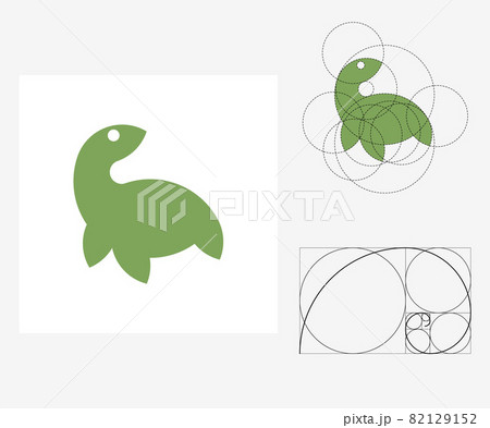 Vector turtle in golden ratio style. Editable illustration 82129152
