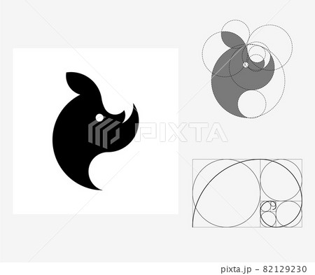Vector rhinoceros in golden ratio style. Editable illustration 82129230