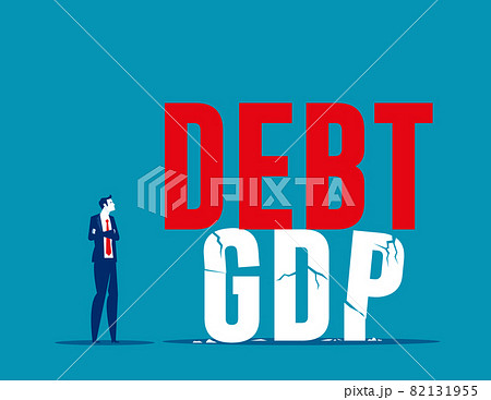 Bankruptcy business high risk of debt bloat concept. Debt to GDP crisis 82131955