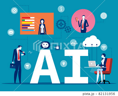 User and scientists exchange information around AI. Artificial intelligence concept User and scientists exchange information around AI. Artificial intelligence concept 82131956