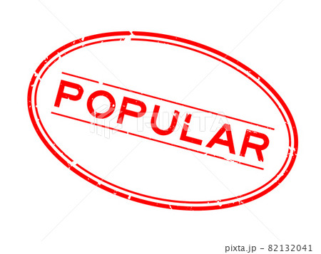 Grunge red popular word oval rubber seal stamp on white background 82132041