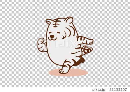 可愛い虎のキャラクターが走るイラストのイラスト素材