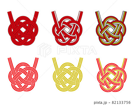 水引の梅結び 縁起物セットのイラスト素材