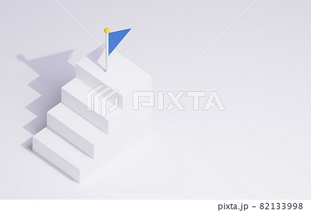 3D素材_シンプルな階段とフラッグ 3D素材_シンプルな階段とフラッグ 82133998