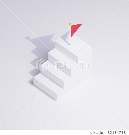 3d素材 シンプルな階段とフラッグのイラスト素材