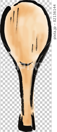 木のしゃもじの手描き筆書きイラスト素材のイラスト素材