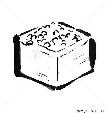 枡に入ったお米の手描き筆書きイラスト素材 82136148