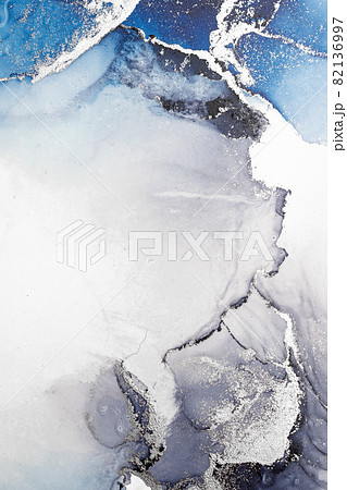 Blue silver abstract background of marble liquid ink art painting on paper . Blue silver abstract background of marble liquid ink art painting on paper . 82136997