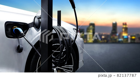 EV charging station for electric car in concept of green energy and eco power 82137787