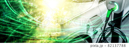 EV charging station for electric car in concept of green energy and eco power EV charging station for electric car in concept of green energy and eco power 82137788