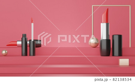 Podium for product placement with Retro modern and contemporary design. 3d rendering minimal scene for mock up and showing brand. Pedestal platform for cosmetic advertise. Various of arch simple. 82138534