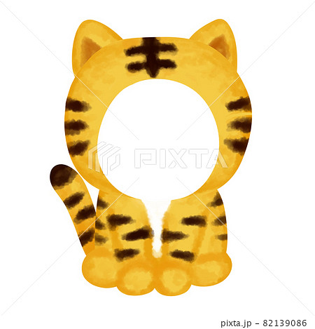 子供の虎の顔はめパネル 着ぐるみ 年賀状素材のイラスト素材