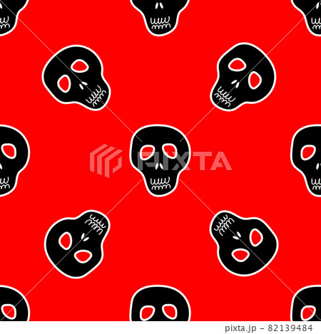 pattern of a black skull on a red background 82139484