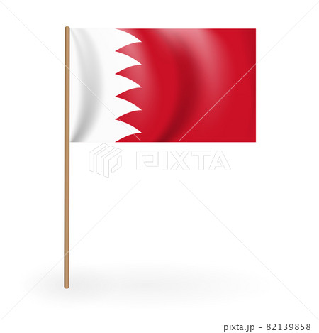 National Red and white flag of the Kingdom of Bahrain. Waving banner on a flagpole. Vector Illustration. EPS10
