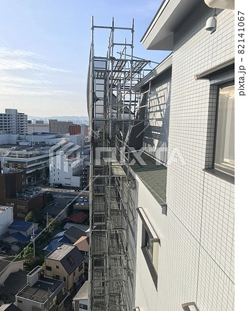 マンション大規模修繕足場工事、居住者から見た大規模修繕足場工事、安全第一、工事内容、住民検査 82141067