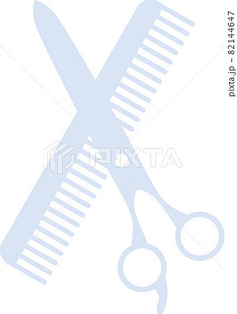 ハサミと櫛アイコンのイラスト素材