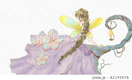 妖精 花 手描き 水彩 4のイラスト素材
