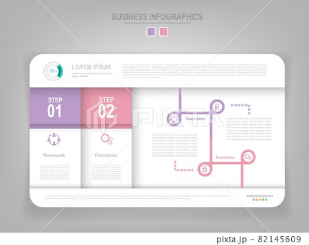 Infographic template vector of two steps on work sheet, designed for tag banner, presentation, template, flat design of business icon, etc. There are words such teamwork, and functions. Infographic template vector of two steps on work sheet, designed for tag banner, presentation, template, flat design of business icon, etc. There are words such teamwork, and functions. 82145609