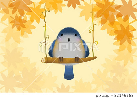 紅葉とルリビタキ 82146268