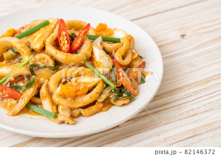 stir fried squid with salt egg stir fried squid with salt egg 82146372