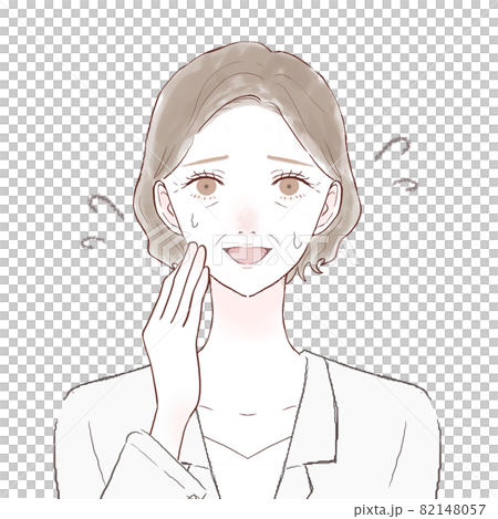 一位穿著實驗室外套的中年婦女帶著友好的笑聲 一位穿著實驗室外套的中年婦女帶著友好的笑聲 82148057