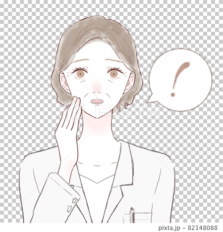 驚いている白衣を着た中年女性 驚いている白衣を着た中年女性 82148088