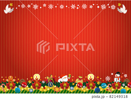 絵本ぽいかわいいクリスマスのあしらい（鳩と雪の結晶）（赤） 82149318