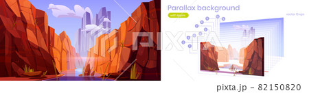 Parallax background Grand Canyon with river, 2d 82150820